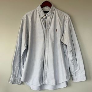 Ralph Lauren long-sleeve button down dress shirt XL - light blue & white stripes